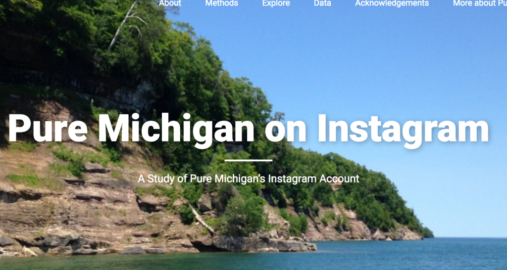 Screenshot of header image with coastline of Michigan